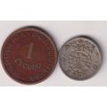 MOZAMBIQUE 1968 - 1 ESCUDO & 2$50 ESCUDOS KM82, 78 - BRONZE/COPPER NICKEL