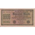 Germany 1000 Mark 1922, P-76 XF RED SERIAL NUMBER