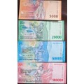 Indonesia 5,000-100,000 Rupiah 4 Pieces Banknote Set, 2022, UNC