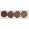 4 X AUSTRIA COINS 1960/62/63/65 - 50 GROSCHEN  km2885 (ALUMINIUM-BRONZE)