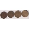 4 X AUSTRIA COINS 1960/62/63/65 - 50 GROSCHEN  km2885 (ALUMINIUM-BRONZE)