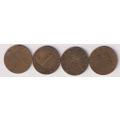 4 X AUSTRIA COINS 1960/61/67/68 - 1 SCHILLING  km2886 (ALUMINIUM-BRONZE)