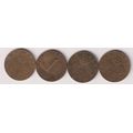 4 X AUSTRIA COINS 1960/61/67/68 - 1 SCHILLING  km2886 (ALUMINIUM-BRONZE)