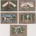 5 x Germany NOTGELD (EMERGENCY MONEY) 25 & 50 Pfennig 1921 - Rheinsberg