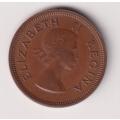 UNION OF SOUTH AFRICA - ¼ Penny - Farthing - Queen Elizabeth ll  1958 Bronze