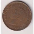 UNION OF SOUTH AFRICA - ½ Penny - KING GEORGE VI - 1943 Bronze