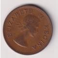 UNION OF SOUTH AFRICA - ½ Penny - QUEEN ELIZABETH II 1953  Bronze