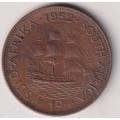 UNION OF SOUTH AFRICA - One Penny - King George VI 1952  Bronze