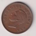 UNION OF SOUTH AFRICA - One Penny - King George VI 1952  Bronze