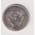 UNION OF SOUTH AFRICA - 3d - TICKEY - King George Vl - 1941 - Silver