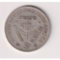UNION OF SOUTH AFRICA - 3d - TICKEY - King George Vl - 1942 - Silver