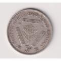 UNION OF SOUTH AFRICA - 3d - TICKEY - King George Vl - 1949 - Silver