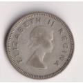 UNION OF SOUTH AFRICA - 3d - TICKEY - Queen Elizabeth ll - 1957 - Silver