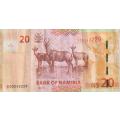 NAMIBIA 20 DOLLARS P17  2015 VG (Tear, visible at date on back)