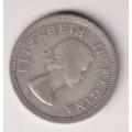 UNION OF SOUTH AFRICA - 1 Shilling 1958 SILVER ELIZABETH II - see scan