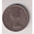 UNION OF SOUTH AFRICA - 1 Shilling 1960 SILVER ELIZABETH II - see scan