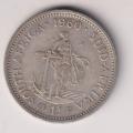 UNION OF SOUTH AFRICA - 1 Shilling 1960 SILVER ELIZABETH II - see scan