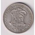 UNION OF SOUTH AFRICA - 1960 5 SHILLINGS - SILVER - UNION BUILDING - see scan