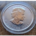 1 oz FINE SILVER - CANADA MAPLE 2011 .999 SILVER COIN (CAPSULED)
