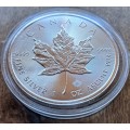 1 oz FINE SILVER - CANADA MAPLE 2018  .999 SILVER COIN (CAPSULED)