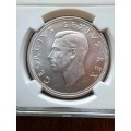 1948  SILVER 5 SHILLINGS CROWN GEORGE V1 NGC GRADED MS62