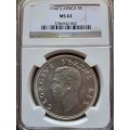 1948  SILVER 5 SHILLINGS CROWN GEORGE V1 NGC GRADED MS62