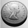 UNION OF SOUTH AFRICA - 2 SHILLINGS  1955 QUEEN ELIZABETH II - see scan