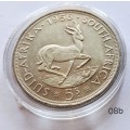 UNION OF SOUTH AFRICA - 1956 5 SHILLINGS - SILVER - ELIZABETH II - EXCELLENT CONDITION - IN CAPSULE