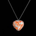 Glow-In-The-Dark Heart Pendant on Chain (Orange)