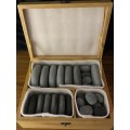 32 Piece Hot Stone Massage Set In Wooden Box-  New