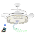 White Bird Nest Retractable Ceiling Fan With Blue Tooth Speaker