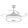 White Bird Nest Retractable Ceiling Fan With Blue Tooth Speaker