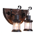 Rustic Wood & Iron Double Wall Lamp