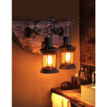 Rustic Wood & Iron Double Wall Lamp