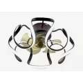 Modern Black Cage Ceiling Fan LED Light With Remote Control - 7505