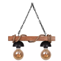 Rustic Wood and Rope 2 Lamp Pendant light