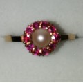 RUBY and PEARL ANTIQUE GOLD RING