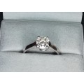 0.7520ct Diamond engagement ring, 18ct White Gold * Certified Cushion Cut Diamond *
