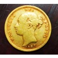1887 GOLD SOVEREIGN  Young Queen Victoria