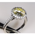 2.511ct Diamonds, Platinum ring * Certified Natural Light Fancy Yellow Diamond *