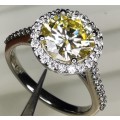 2.511ct Diamonds, Platinum ring * Certified Natural Light Fancy Yellow Diamond *