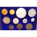 1953 Long proof set (Gold Pound and Gold Half Pound coins included)
