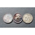 3 x R1 Silver coins - 1985 (Parliament), 1987 and 1988 (Dias)