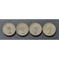 Lot of 4 x 2.5shilling 1954, 1955, 1956 and 1958