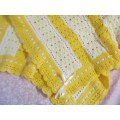 Handmade Blankets Crochet Wool Yellow and White 75cm x 90cm
