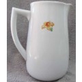 Milk Jug, White Glass With Flowers on Front and Rear, 1000ml, ±178mm x 90mm