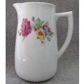 Milk Jug, White Glass With Flowers on Front and Rear, 1000ml, ±178mm x 90mm