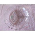 Serving Platter / Dish, 3 x Sections, Round, Clear Glass, 215mm