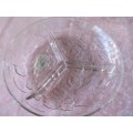 Serving Platter / Dish, 3 x Sections, Round, Clear Glass, 215mm