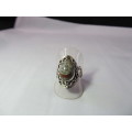 Fine Jewellery, Ring, Silver, Semi-Precious Brown Stone, Stamped 925, Size 18,5mm